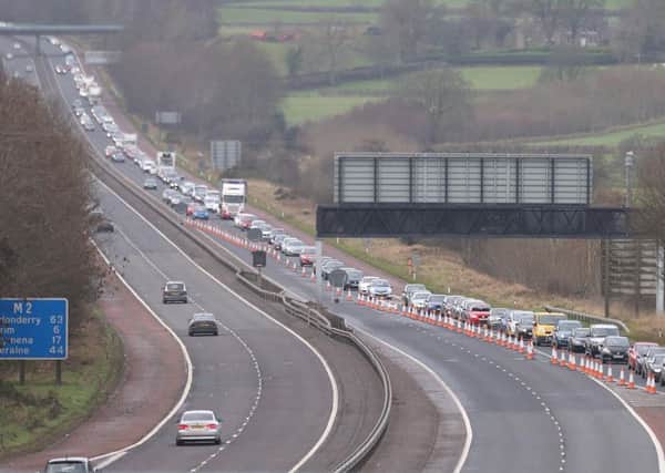 The scene on the M2 near Templepatrick, Co Antrim on Tuesday after Monday's fatal crash.