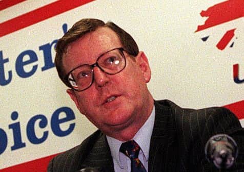 Lord Trimble, pictured at the time of the Good Friday Agreement, said Speaker Robin Newton had clearly lost the confidence of MLAs