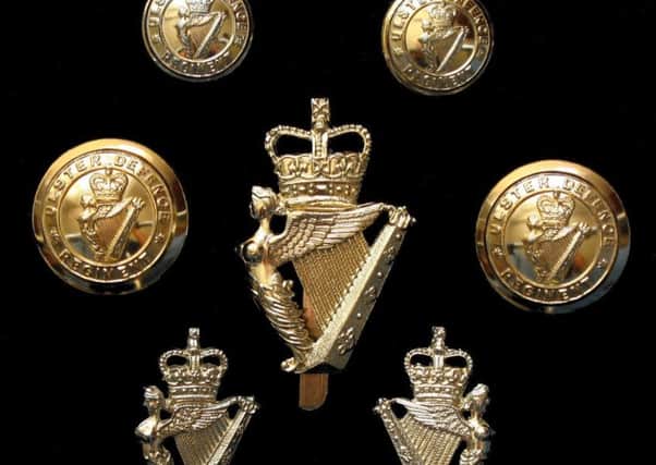 Cap Badge, Collar Badges and Tunic Buttons of the UDR.