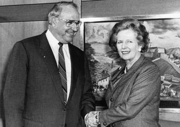 Margaret Thatcher with Helmut Kohl, then chancellor of West Germany, in September 1986