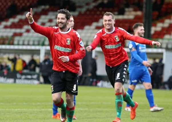 Glentoran have changed their jersey for the day for Zakky Brennan. Picture by Brian Little/PressEye