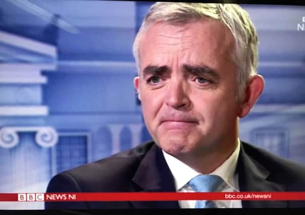 Screen grab from DUP minister Jonathan Bells  BBC interview, which included a cringeworthy act of contrition