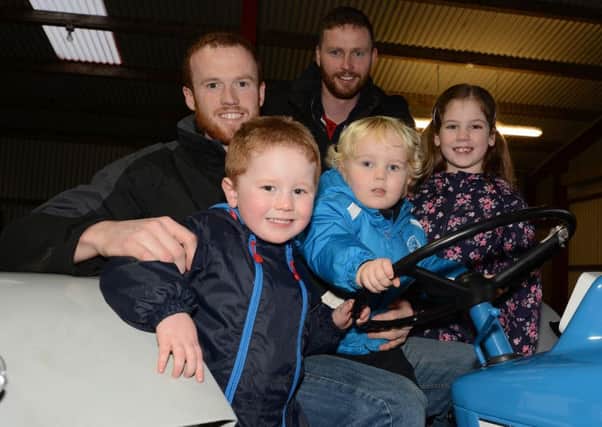 Seth Megaw, Jesse Wright, Alex Megaw, Chris Frazer and John Frazer, attended the John Dan' O'Hare Farm Complex open day, in aid of Daisy Lodge Cancer Fund for Children.  Picture: Gary Gardiner.