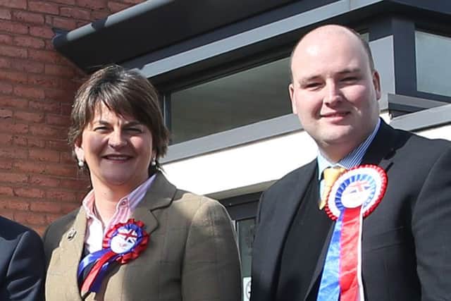 Arlene Foster with David McIlveen pictured during last Mays Assembly election campaign