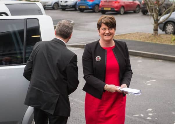 First Minister Arlene Foster pictured visited St Comhghall's School in Lisnaskea yesterday