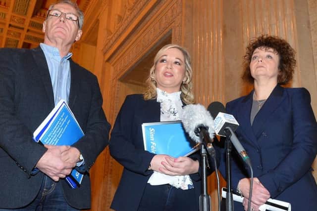 Sinn Fein announcing the terms for its proposed RHI inquiry on Friday.  
Photo Colm Lenaghan/Pacemaker Press