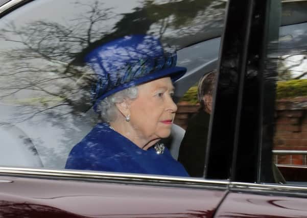 The Queen arrives to attend the morning church service at St Mary Magdalene Church in Sandringham, Norfolk