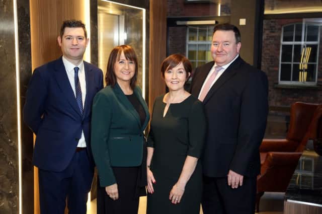 Chamber CEO Ann McGregor, second left, with, from left, Chris Morrow, Chamber, Maureen OReilly QES economist and Brian Murphy of BDO