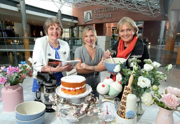 . Pictured are Michelle Greeves, Victoria Square Centre Manager, Elizabeth Warden, Federation Chairman Women's Institute and Jenny Bristow who have launched a quest to find the best Victoria 'Square' Sandwich baker in Northern Ireland this spring.