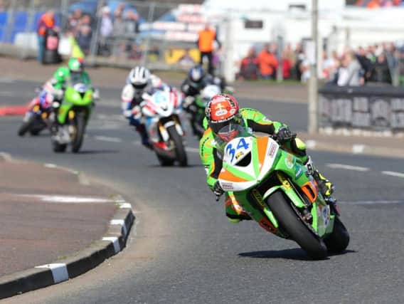 Alastair Seeley on the Gearlink Kawasaki at the North West 200 last year.