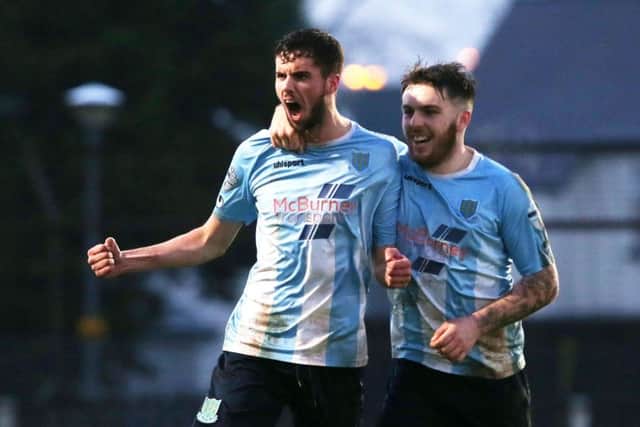 Ballymena's Caolan Loughran(left) celebrates after they score to make it 3-2.

Picture by Jonathan Porter/PressEye.com
