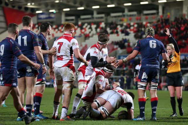 Try for Ulster's Lorcan Dow