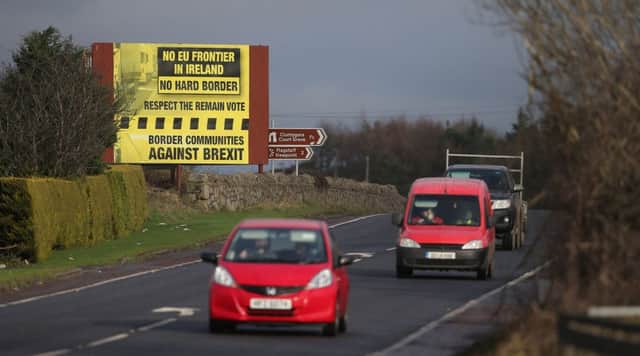 A Brexit billboard in Jonesborough, Co. Armagh, on the northern side of the border between Northern Ireland and the Republic of Ireland.