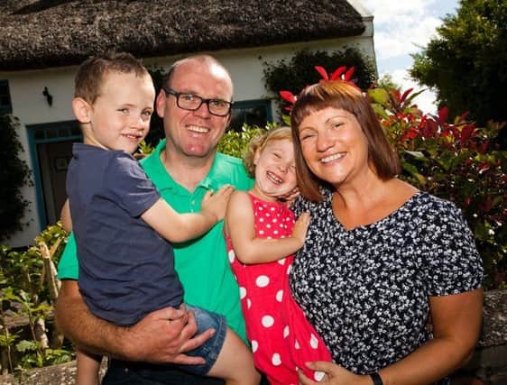 David and Jill Crawford at their Portaferry home with their children Ollie and Mya