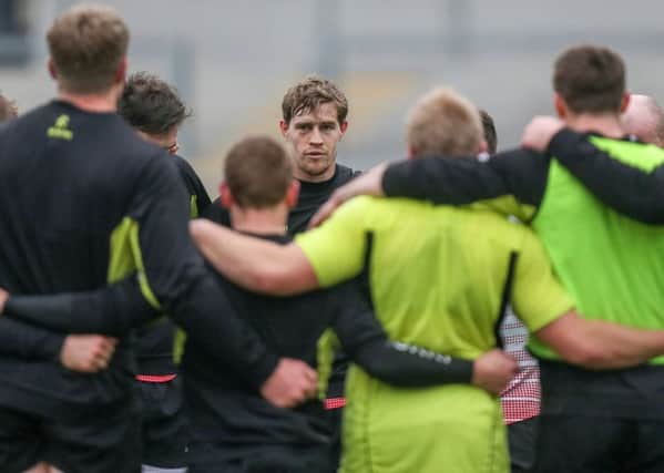 Ulster skipper Andrew Trimble talks to his team during Captain's Run ahead of Saturday's Bordeaux game