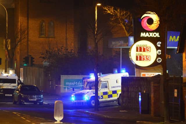 The scene of Sunday night's shooting on the Crumlin Road in north Belfast.
Picture by Arthur Allison/Pacemaker Press