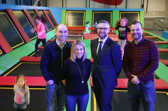 David McCurley of WhiteRock Capital Partners, second right, with Air-tastic directors Mark Simpson, Alison Simpson and Henry Moore