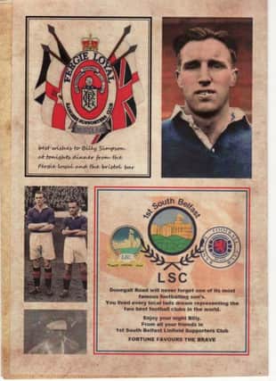 Linfield and Glasgow Rangers footballing legend Billy Simpson