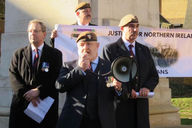 The four organisers of the rally from the group Justice for Northern Ireland Veterans