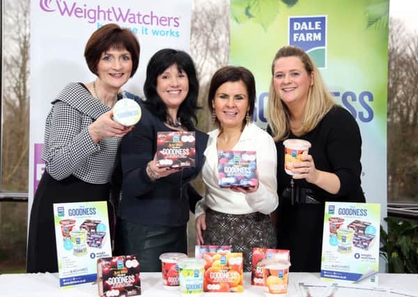 Left to right are: Anne Marie Monaghan (marketing manager for Weight Watchers NI); Jacqui McCardle (Weight Watchers leader), Geraldine Heaney (Weight Watchers leader) and Louise McArdle (marketing executive for Dale Farm) at the launch of the Dale Farm and Weight Watchers partnership