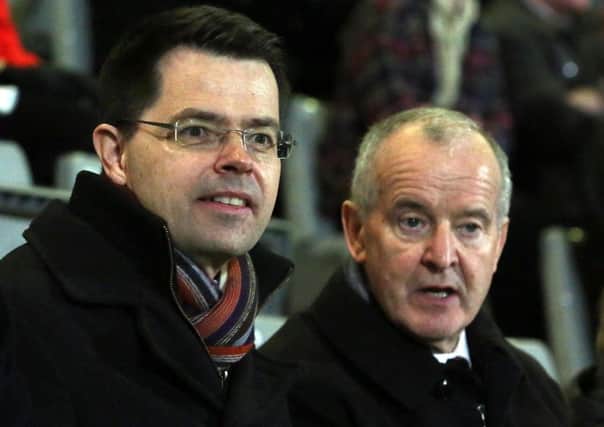 James Brokenshire (left) with Michael Hasson, president Ulster Council, GAA, at Saturday's game