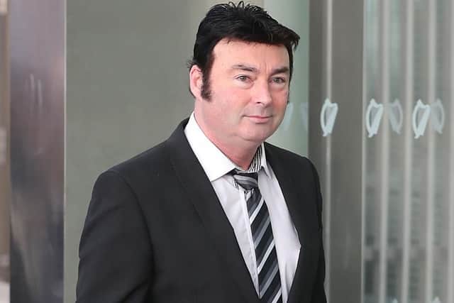 Anthony Bradley leaves Dublin's Circuit Criminal Court after footballer Anthony Stokes was given a two-year suspended sentence for assaulting the Elvis impersonator in a nightclub.