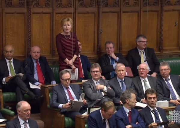 Lady Sylvia Hermon, MP for North Down, asking her question in the House of Commmons on Tuesday.  Image taken from parliamentlive.tv