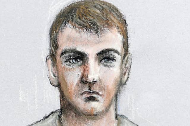 Court artist sketch by Elizabeth Cook of Ciaran Maxwell appearing via video-link from Belmarsh prison at the Old Bailey, London, during a preliminary hearing. The 31 year old of Exminster, Devon, has pleaded guilty at the Old Bailey to preparing for a terrorist attack by stashing explosives in purpose-built caches in England and Northern Ireland. PRESS ASSOCIATION Photo. Issue date: Friday February 3, 2017. See PA story COURTS Somerset. Photo credit should read: Elizabeth Cook/PA Wire