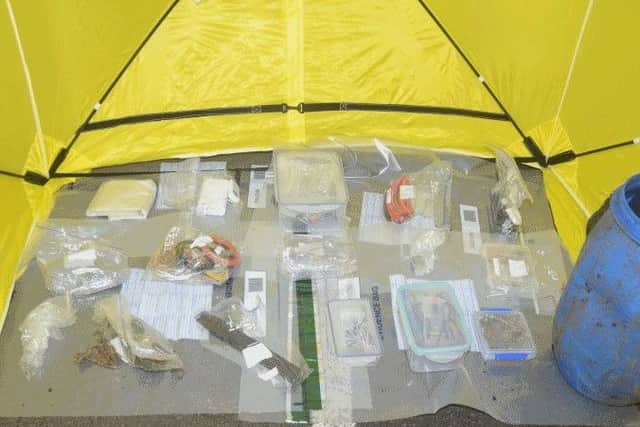 The terrorist hide discovered by police at Carnfunnock Country park last March. INLT-05-603-con
