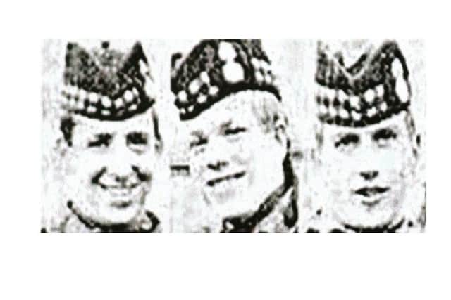 The three Scottish Soldiers: from left, Dougald McCaughey, John McCaig, Joseph McCaig  from the Royal Highland Fusiliers. The trio were lured to their murdersby the IRA in March 1971 in north Belfast.