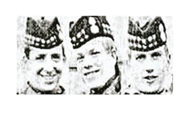 The three Scottish Soldiers: from left, Dougald McCaughey, John McCaig, Joseph McCaig  from the Royal Highland Fusiliers. The trio were lured to their murdersby the IRA in March 1971 in north Belfast.