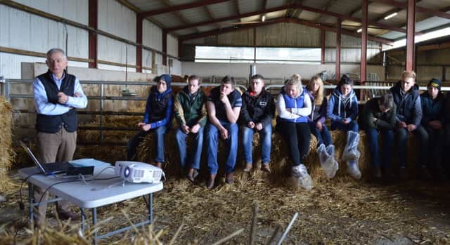 Greenmount students were given a detailed presentation of the role of breed societies and the use of the Breedplan recording system by Robin Irvine of the Hereford Cattle Society.