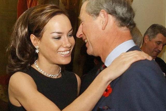 The Prince of Wales being greeted by Tara Palmer-Tomkinson during a reception at Clarence House in 2003