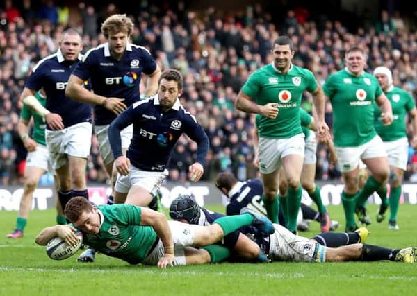 Ireland's Paddy Jackson scores against Scotland and will start against Italy