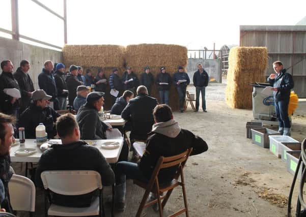 James Woods, Genus ABS addresses some of the farmers who attended the RMS open day at Norman and James Morton's farm outside Armagh