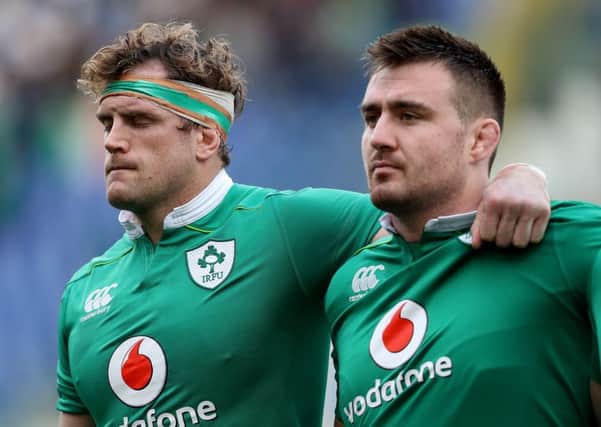 d
Ireland's Jame Heaslip and Niall Scannell (who replaced Rory Best)