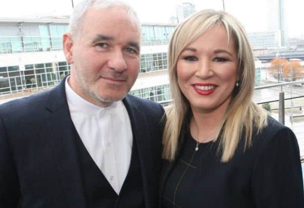 Sinn Fein Lagan Valley candidate Dr Peter Doran with the party's northern leader Michelle O'Neill