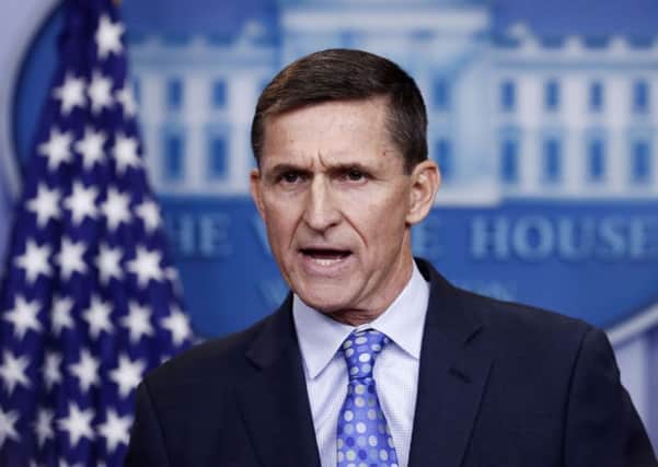 National Security Adviser Michael Flynn speaks during the daily news briefing at the White House, in Washington. Flynn resigned as President Donald Trump's national security adviser Monday, Feb. 13, 2017. (AP Photo/Carolyn Kaster, File)