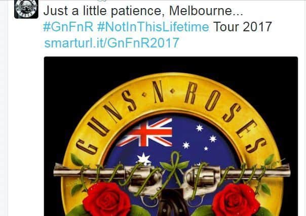 A Tweet from Guns N'Roses
