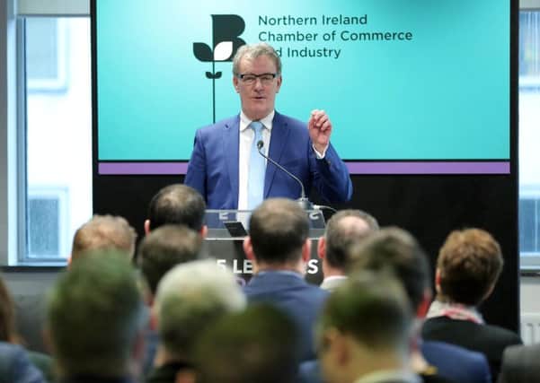 Press Eye - Belfast - Northern Ireland - 15th February 2017 

Ulster Unionist Party Leader Mike Nesbitt pictured speaking at the second event of the '5 Leaders, 5 Days' series - a programme of events organised by the Northern Ireland Chamber of Commerce and Industry (NI Chamber) at which the party leader from five main political parties will outline their plans for jobs, growth and the economy.

Photo by Kelvin Boyes / Press Eye.