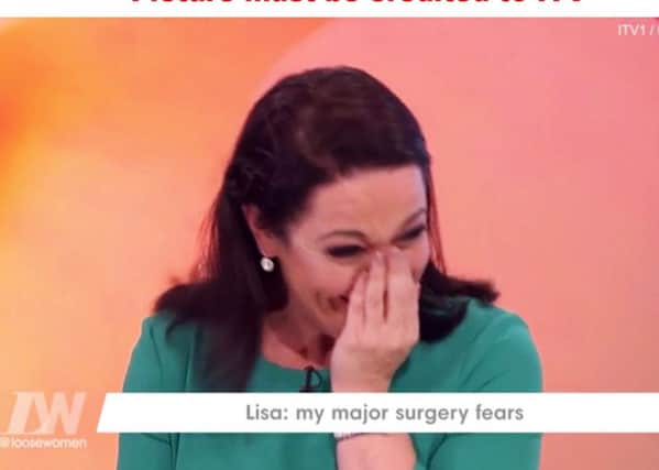 Video grab taken from ITV of Loose Women star Lisa Riley when she broke down in tears as she revealed she is "petrified" to be put under anaesthetic for weight loss surgery over fears she will not wake up. PRESS ASSOCIATION Photo.