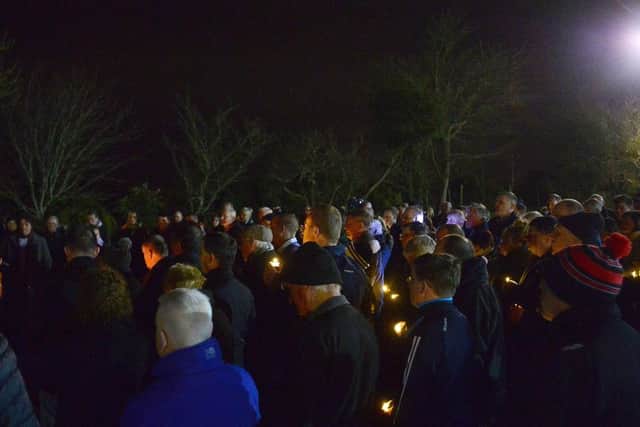 A commemorative vigil for the four IRA men took place in the car park of Clonoe Chapel. Picture by Arthur Allison/Pacemaker Press