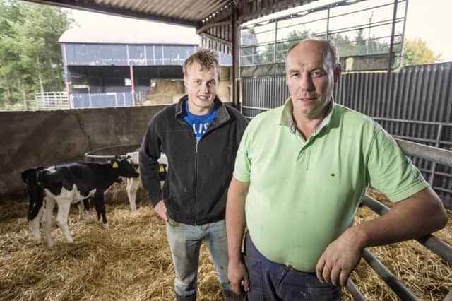 Left to right: Halocur AE is a critical part of Michael Chambers and Neville Chambers animal health plan. Pictured  at their farm in Moneyreagh.