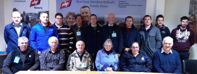 Beef Finisher Business Development group members with Roger Sheahan, General Manager ABP Newry and Arthur Callaghan, NI Blade farming co-ordinator ABP following their recent group meeting.