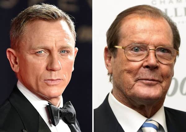 Daniel Craig (left) and Sir Roger Moore, as Craig has become cinema's second longest-serving James Bond, behind only Moore. Pic: PA Wire