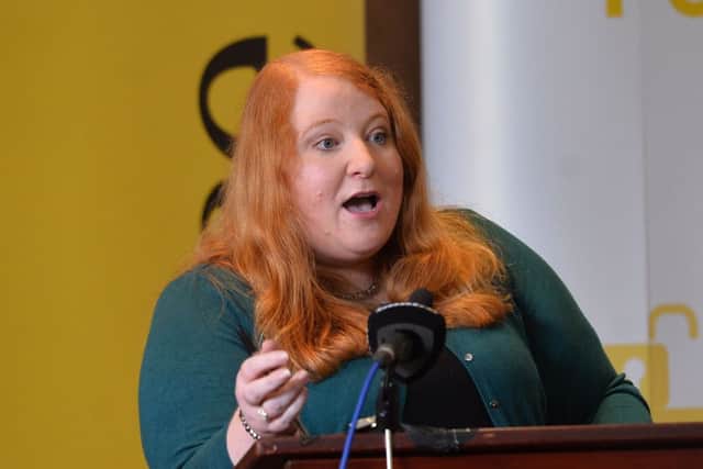 Alliance Party Leader Naomi Long  during her party's Election 2017 Manifesto Launch at the Park Avenue Hotel on Tuesday. 
Photo: Colm Lenaghan/Pacemaker Press