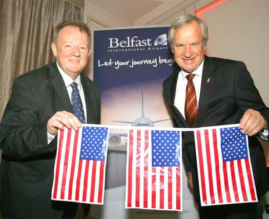 Belfast International managing director Graham Keddie and Norwegian CEO Bjorn Kjos at the press conference to announce the airlines two new routes to the east coast of the United States