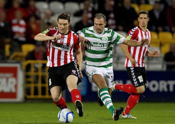 Chris Turner (right) during his time at Shamrock 
Rovers