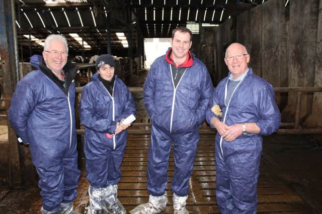 Attending the lameness seminar, held on the McCollum farm, Coleraine are Drew McConnell, dairy farmer Omagh; Helen Conway, veterinarian Cookstown; Jonathan Alcorn, Limavady;  and Roger Blowey, veterinarian, Gloucestershire