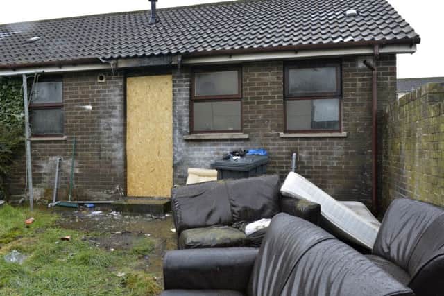 The rear of the bungalow damaged in a fire in the Altcar Park area of Galliagh on Saturday night.